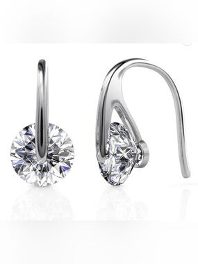 Cate & Chloe McKayla 18k White Gold Swarovski Crystal Dainty Drop Earrings NIB